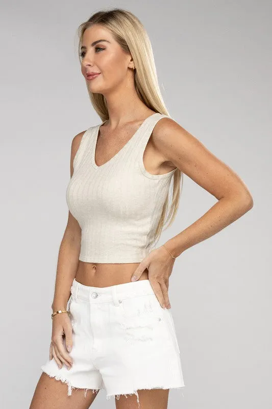 Zenana Ribbed Cropped Top