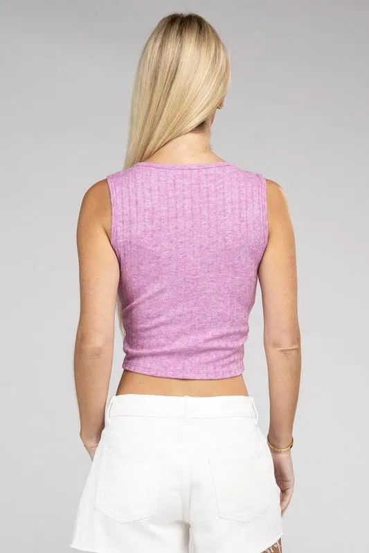 Zenana Ribbed Cropped Top